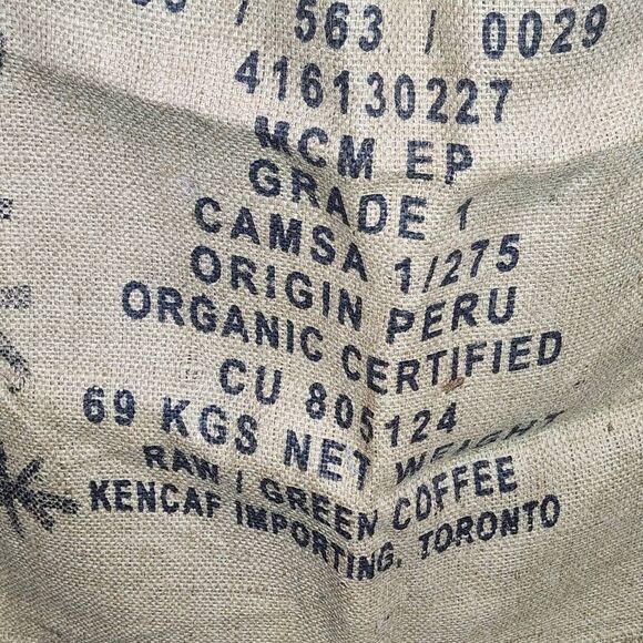 Peru Coffee Bag Large Jute Coffee Bag Wall Hanging - Picture 5 of 6